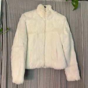 Bright White Rabbit Fur Jacket